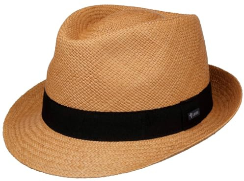 Lipodo Jaston Trilby Panamahut Made in Italy Damen und Herren Frühling Sommer braun L (58-59 cm)