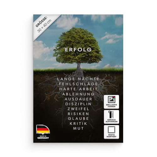 Hustling Sharks® Motivationsbilder als XXL Wandbild Baum des Erfolges - Hochformat (Leinwandbild, 30 x 40cm), Bilder Büro, Erfolg Bild, Bilder mit Sprüchen, Wanddeko Büro