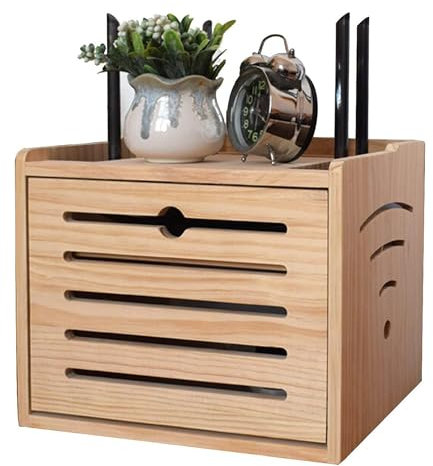 PPGE Home Router Schrank, Holz Dekoration Box, WiFi-Router Aufbewahrungsbox, Router und Kabel Verstecken Kästen Box, Kabelboxen Wandmontage/Desktop Kabel Aufbewahrungsbox Wooden Box