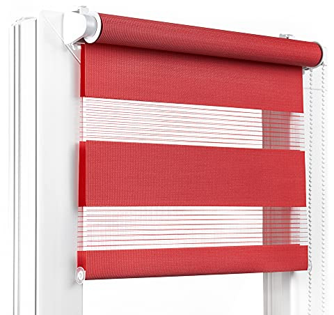 Fenster DEKOR - Rollos für Fenster Rot - Klemmfix Rollo ohne Bohren B40 x H150 cm - Doppelrollo mit Einer Breiten Auswahl an Größen und Farben - Blickdichte Rollos, einfach zu montieren