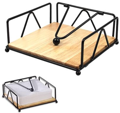 Porssaut Distributeur de Serviettes Support Serviette Papier Table Porte-Serviettes Carré de Table en Métal avec Barre