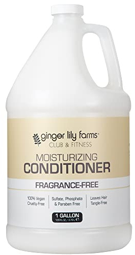 Ginger Lily Farms Club & Fitness Moisturizing Conditioner for Dry Hair, 100% Vegan & Cruelty-Free, Fragrance Free, 1 Gallon (128 fl oz) Refill