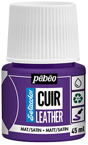 Pébéo - Setacolor Leder - Acrylfarbe für Leder und Kunstleder - Personalisierung von Taschen, Schuhen, Sneakern - kratz, knick und scheuerfest - matter/seidenmatter Finish - Violett Aubergine - 45 ml