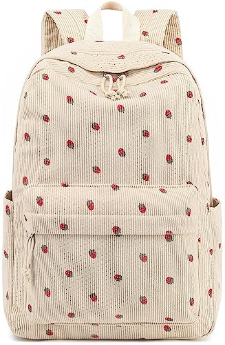 Bluboon Backpack for School Girls Women, Cute Corduroy Laptop Bookbag for Kids Teens, Durable Girls Lightweight Backpack