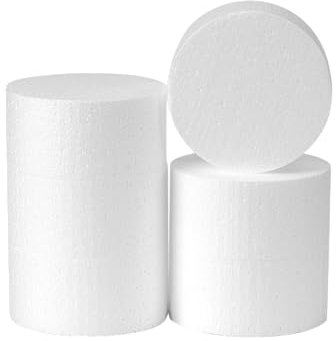 6PCS Round Craft Foam Disc 4 x 4 x 2 inch White EPS Foam Circle, Blank Foam Circles, Arts and Crafts Supplies for Modeling, Sculpturing, Kids Art Projects, Holiday Decor Floral Arrangements