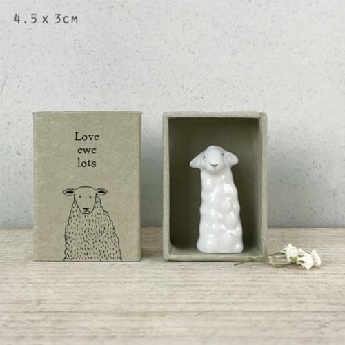 East of India Mini Porcelain Matchbox Sheep Love Ewe Lots, mini gift