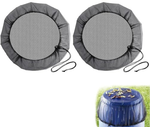 RDNKVB 2 pcs Réglable Filet de Protection Anti-Moustique pour Extérieur Jardin Seaux Feuilles pour Citerne de Pluie Filet de Protection pour Tonneau de Pluie(60cm)