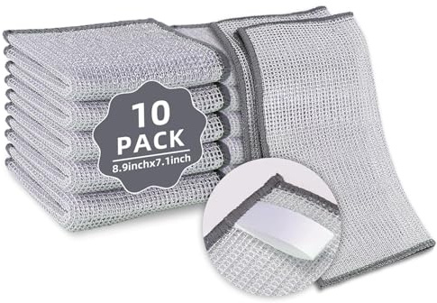 PIPUHA 10 Pack Non Scratch Diamond Weave Scrubber Cloths, Reusable Cleaning Cloths for Cookware, Dishes, Sinks & Stovetops, Easy-Rinse Quick-Dry for Daily Kitchen Cleaning