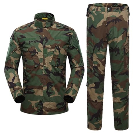 Oanviso Homme Tactique de Costume Vêtements 2 Pièces Manteau avec Capuche Impermeable Veste de Pluie Hiver Uniforme Militaire Tenue de Combat Camouflage Cargo Pantalon B Armée Verte L