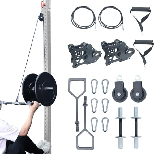 CONBUT Strength Training Set Power Rack attachments Smith Machine Gliders Versatile Workouts Fitness Gym Home Cable Crossover Bench Press Deep Squat for 1 2 Olympic Barbell 2 Weight Plate