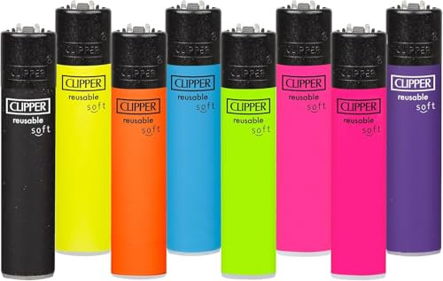 Clipper Mecheros Recargables Soft, Pack Especial Edicion de 8 Colores, Tamaño Grande, Multicolor (Pack de 4 Mechero)