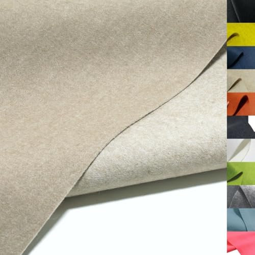 TOLKO 1m Bastelfilz leichter Filzstoff Meterware | 1,5 mm dick | Filzmatte Untersetzer Dekofilz Taschenfilz zum Nähen und Basteln | 92 cm breit | Nadelfilz Filz Meterware (Sand)