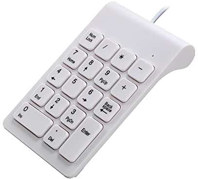 Ronyme Tastiera numerica USB cablata 18 Tasti per Tastiera Portatile Multifunzione Leggera con tastierino numerico, Bianco