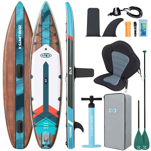 ZLX Tabla Paddle Surf Hinchable 350cm con Asiento – Ideal para Principiantes, Familiar, EVA Antideslizante, PVC Militar 3 Capas, Estable para Mar, Lago & Río, Paseo en Pareja