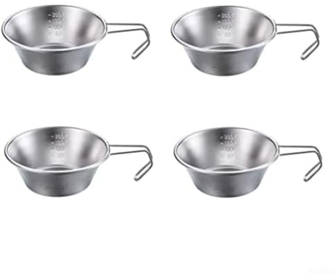 Lot de 4 tasses d'extérieur en acier inoxydable pour camping, randonnée et randonnée, tasse à café résistante à la chaleur et bol à soupe multifonction