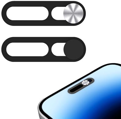 TUKEVA 2 PCS Cache Webcam pour iPhone 17 caches pour caméra Frontale 0.7 mm Cache Webcam Coulissants Protection De Confidentialité Compatibles avec iPhone 17/17 Pro/17 Pro Max (Noir, Argent)