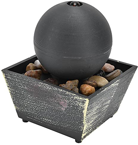 Pssopp Fuente de Mesa Interior USB de 3V con Luz LED, Fuente de Agua de Bola Decorativa para Relajación y Decoración de la Oficina en el Hogar
