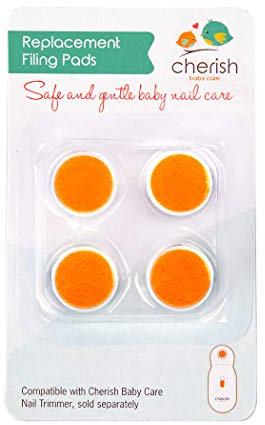 Ersatz-Feilpads für elektrischen Baby-Nagelschneider - Cherish Baby Care - Inklusive 4 orangefarbenen Feilscheiben für 12 Monate und Kleinkinder