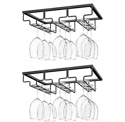 Nuovoware Schrankeinsatz Weinglashalter, 2 Stück Gläserhalter Becherhalter Qualität Eisen Getränkehalter mit 3 Reihige Halterung für Familie Restaurant Hotel bar - Schwarz