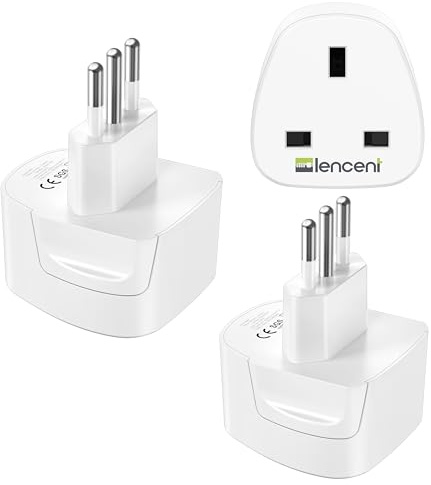LENCENT 2 Pack Italy Plug Adapter, Grounded UK to Italy Plug Adapter, Type L Travel Adaptor for Chile,Ethiopia, Libya, Syria, Tunisia, Uruguay