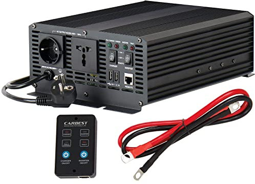 Inverter sinusoidale convertitore di tensione, 12/230 V, 1000 W, 1500 W, 2000 W, caricatore integrato (1000 W)