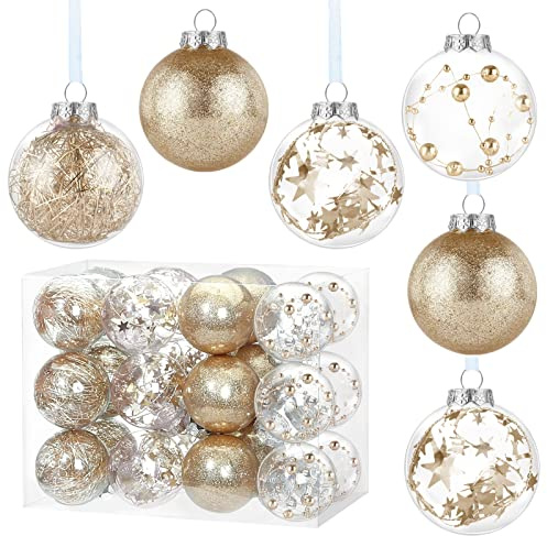 Kesote Weihnachtskugeln Rosegold 24x Christbaumkugeln Weihnachtsbaumschmuck Weihnachtsdeko für Weihnachten Party