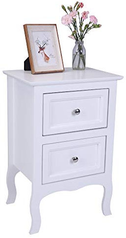 Alightup Beistelltisch Weiss Nachtschrank Weißer Nachttisch Skandinavische Nachttische Holz mit 2 Schubladen Aufbewahrungsmöbel Kommode Schlafzimmer Nachttisch Bett für Erwachsene 40 x 30 x 60 cm