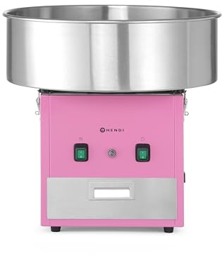 HENDI Macchina elettrica per zucchero filato professionale, 220–240V, 50Hz, 1130W, 520x520x(H)503mm, acciaio inox, rosa