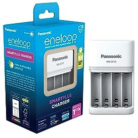 eneloop SmartPlus Cargador, para 1-4 Pilas Recargables AA/AAA, 1.5h de Tiempo de Carga, 10 Funciones de Seguridad