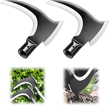 High Manganese Steel Double Scythe,Weeding Scythe,Agricultural Hand-Motor Weeding, Sickle for Outdoor Mowing Grass, Cutting Vines, Pruning Trees, Cutting Bamboo, Chopping Wood, Harvesting Rice (2 PCS)