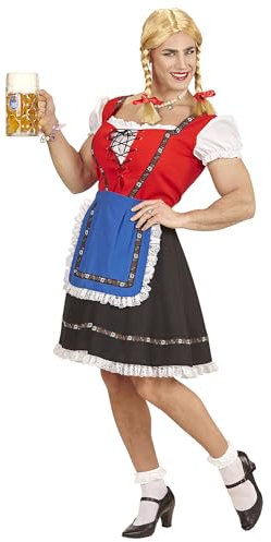 W WIDMANN MILANO Party Fashion - Kostüm Bayerin für Männer, Trachtenkleid, Bierfest, Volksfest, Junggesellenabschied, Fasching