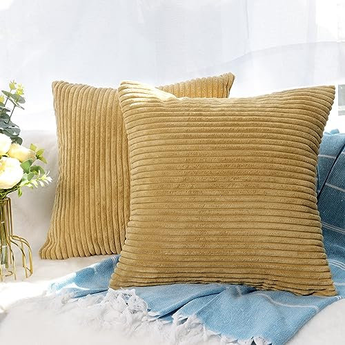 CALIYO Kissenhülle Kord Uni 2er Set, Kissenbezug 60x60 Kissenbezüge für Zierkissen Dekokissen Sofakissen Couchkissen in vielen Farben.