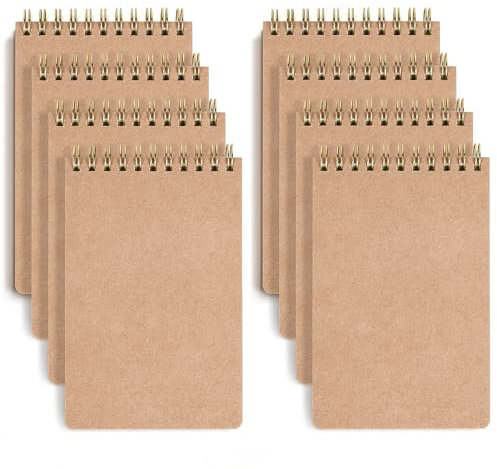 VEESUN Notizblock A6 Dotted 8 Stück: Notizbuch 80 Blatt/160 Seiten Spiralblock Kraft Cover Block Skizzenblock Tagebuch Spiralbindung Geschenk fur College Büro Zurück zur Schule