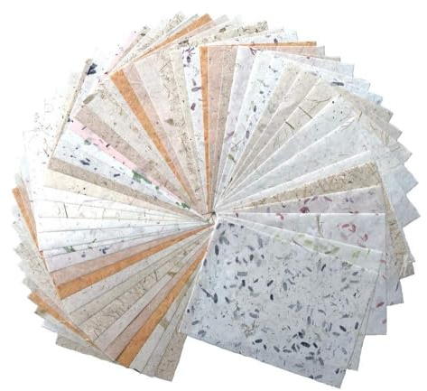 50 fogli A4 sottili fogli di carta di gelso in paglia di riso, carta velina di gelso, carta velina washi design artigianale arte origami fornitori di biglietti per scrittura (foglie naturali, cipolla,