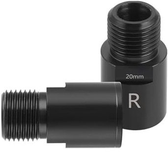 1 par cykelpedalförlängning, cykelpedalavståndsstycke av titanlegering, 16 mm/20 mm förlängd spindel, mountainbike pedalförlängare, cykelförlängning, pedal (svart, 20 mm)