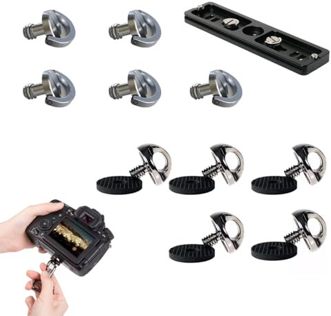 ZZCY Vite D-Ring 1/4 per Fotocamera 10 Pezzi Kit‌ Vite Adattatore Per Cinghia Per Fotocamera Compatibile con Treppiedi, Piastre Sgancio Rapido, DJI Mini 3 Pro e DSLR