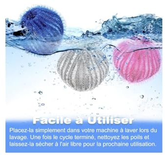 Boule Anti Poils Machine à Laver, Lot de 8 Boules de Séchage Nylon Résistant Au Décolorage pour Friction Accrue pour Un nettoyage Efficace Des Poils et Salissures Réduire l'enchevêtrement