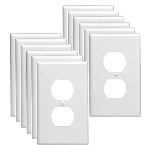 Outlet Covers Wall Plates -Duplex Outlet Covers, 1-Gang Standard Size Wall Plate for Outlets, Duplex Receptacle Wall Plate,Unbreakable Polycarbonate Thermoplastic,UL Listed (12-Pack,White)