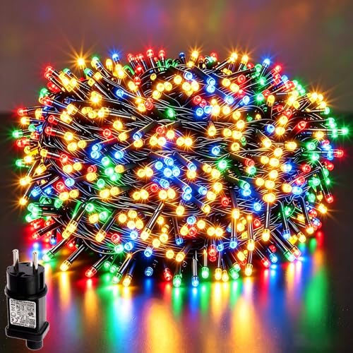 MOLVCE Guirlande Lumineuse Extérieure 30m 300LEDs Guirlande Lumineuse Sapin Noel Étanche, 8 Modes + minuterie + mémoire pour Décoration de Jardin, Cour, Maison, Noël, Mariage, multicolore