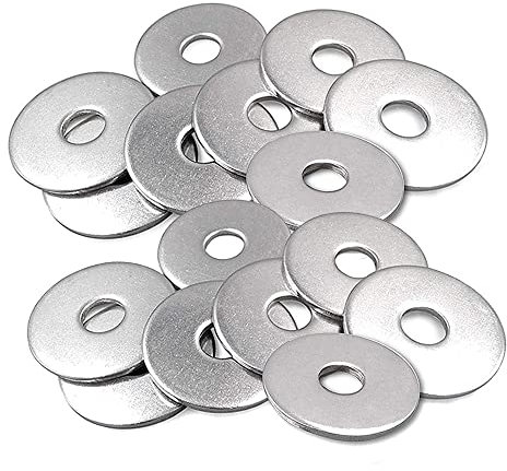 JaneYi 100 pièces Rondelles en Acier Inoxydable M6 Rondelles Plates Metal 18mm Grand Diamètre Rondelle de Calage Roulement Rondelle Ronde Fixation Meuble pour Vis Boulons