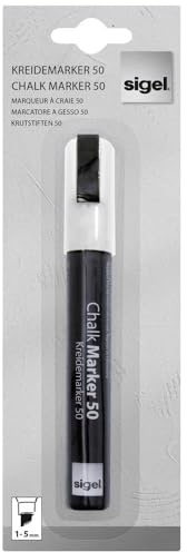 SIGEL BA181 Marqueur à craie liquide 50, effaçable, pointe biseautée largeur 1-5 mm, blanc