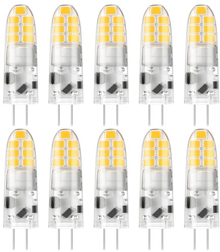 DiCUNO Lampadina LED G4, 2W equivalente alogeno 20W, 200LM, Bianco neutro 4000K, 12V, Non dimmerabile, Lampadina piccola a risparmio energetico per cappe/lampadari, 10 Pezzi
