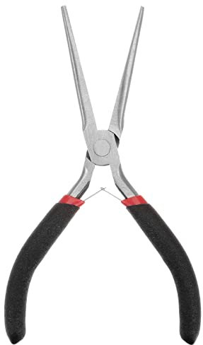 sourcing map Mini Nadel Spitzzange 4.5 Mini Flach Kiefer Präzision Zange mit Schwarz Plastik Griff für Basteln Handwerk Schmuck Herstellung