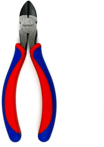 INGDAUM® Seitenschneider, Drahtschneider, 160 mm, mit Zweikomponentengriffen Rot-Blau für Reparaturen, Montagen, Biegen und Schneiden