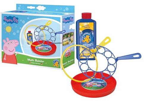 PUSTEFIX Multi-Bubbler Peppa Pig l 250 ml I Seifenblasen Kinder Set mit 2 Ringen für Hochzeit, Kindergeburtstag UVM. I Viele Bunte Bubbles auf einmal