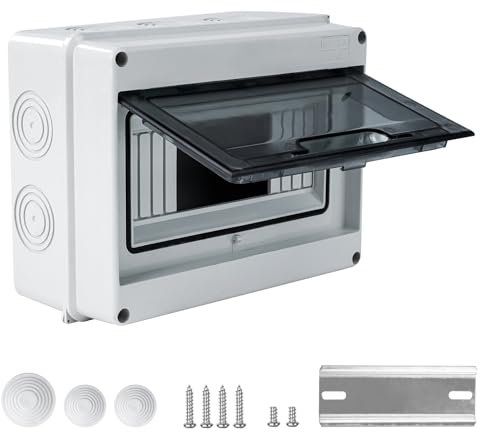 Jadeshay Caja de Distribución,8 Módulos Caja Cuadro Electrico de Superficie Impermeable IP65 para Jardín Interior y Exterior