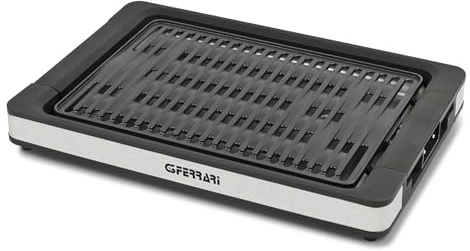 G3 Ferrari G10206 Tito Elektrisk Grill, 1800 W, Temperaturreglering, Xl-Platta 36.5 X 25.5 Cm, Säkerhetsanordning, Rökfri, Fettuppsamlingsbricka, Helt Isärtagbar, Svart
