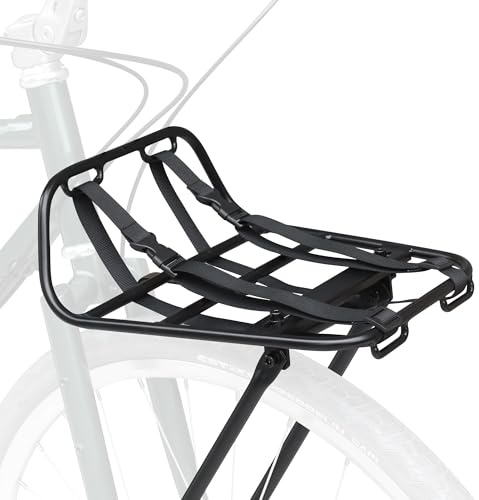 ZUKKA Portapacchi per bici anteriore, in lega di alluminio, capacità massima di carico 15 kg, adatto per biciclette da 24-29 pollici 700C per mountain bike e bici da strada