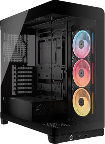 CORSAIR Frame 4500X LX Reverse Fan RGB Link Mid-Tower PC Case – 3X Pre-Installed Fans, Panoramic Glass, InfiniRail Mounting System, Modular Customization, Spacious Interior, GPU Anti-Sag – Black