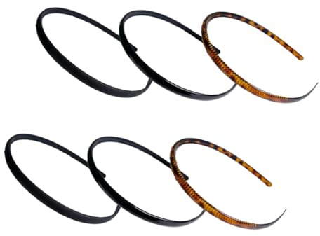iplusmile 6 pièces Serre-tête Cheveux Résine Antidérapant avec Dents Bandeaux Femmes pour Salle de Bain Spa et Usage Quotidien Couleurs Noir Noir Caoutchouc et Café Accessoires Coiffure